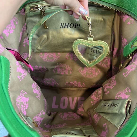 Vintage Y2K Rare Juicy Couture Pink and Green Tote Bag Purse - Picture 10 of 15
